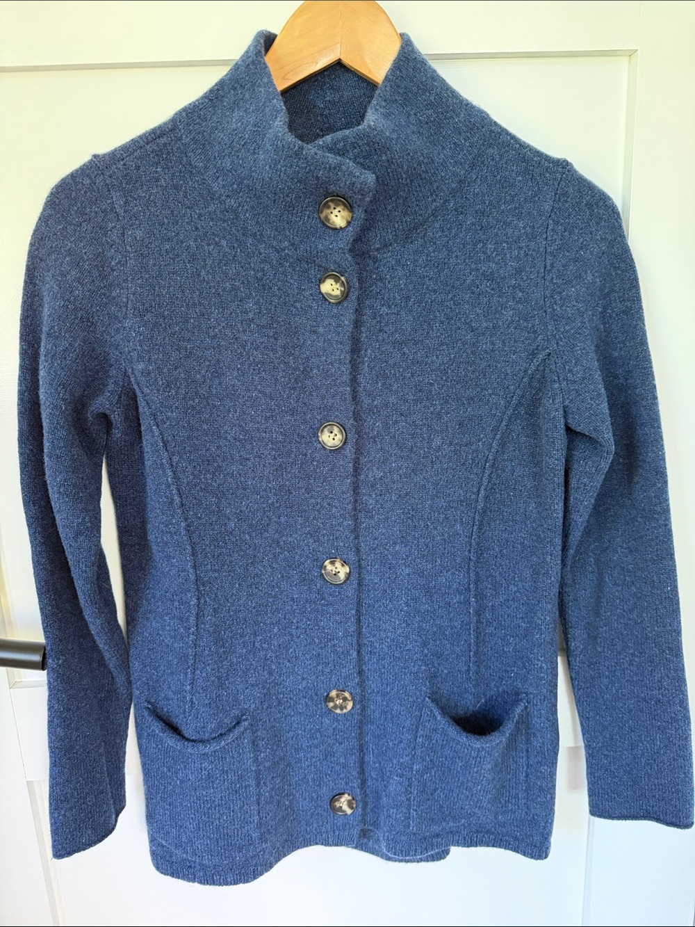 Eileen Fisher Cobalt Blue Merino Wool Cashemer Cardigan Petite Small